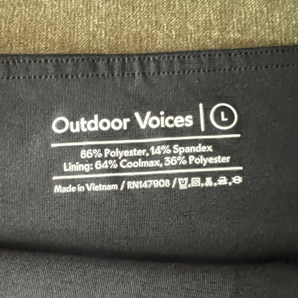 Outdoor Voices Black Bike Short 10” Inseam